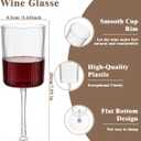 Ciaell 12 PCS Plastic Ribbed Wine Glasses - 10 OZ Plastic Square Wine Glasses with Stem - Disposable Champagne Cups for Parties & Weddings & Party