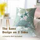 Summer Ocean Themed Nautical Coastal Throw Pillow Covers 18X18 Inches Set of 2 Aqua Teal Seashell Starfish Coral Pillowcase Soft Cotton Square Cushion Covers for Home Sofa Patio Bedroom Decoration