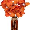 Briful Artificial Eucalyptus Stems in Amber Glass Vase with Faux Water, 14" Fake Fall Plant Autumn Eucalyptus Leaves for Home Farmhouse Wedding Centerpiece Bathroom Dcor (Orangered)