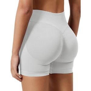 YEOREO SoftHue Women Workout Gym Impact Shorts Hidden Scrunch Butt Lifting 2.5"/3.6"/4.5"/6" Seamless Shorts (Medium, Beige)