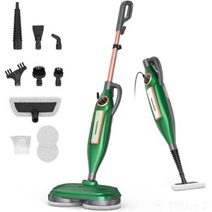 DEVOAC VM6 Scrubbing Steam Mop with Rotating Mop Pads, 10 in 1 Steam Mop, Lightweight Spin Mop & 3 Steam Modes for Hard Floor Laminate Marble Floors (Ebony)