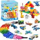 FUN LITTLE TOYS 1100 PCS Building Blocks for Kids 6-12, Creative Bulk Building Bricks Set for Open-Ended Play, 147 Shapes 17 Colors, Value Pack Compatible with Standard Baseplates