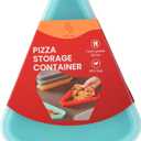 2-Pack Reusable Silicone Leftover Pizza Slice Storage Container with Air-tight Lids-BPA Free,Fits Single Slice up to 16,Save Space,Refrigerator organizer(2 Blue)