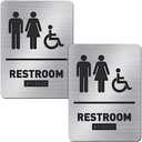All Gender Bathroom Sign Unisex and Handicap Braille Restroom Sign by Ada Compliant Wheelchair Bathroom Sign Raised Icons Grade 2 Braille Modern Restroom Signs for Business (2 Pieces)