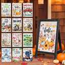 AceOrbit 13 Pcs Interchangeable Seasonal Welcome Sign for Front Porch Decor, 23.74 x 15.04 x 13.78 inches