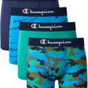 Champion Boys' Everyday Active Lightweight Stretch Boxer Briefs - 4 Pack (Green, L)