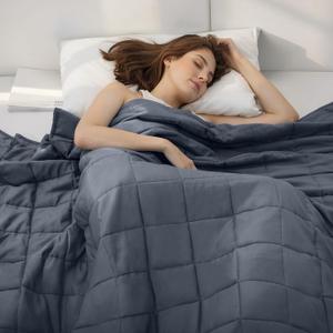 Weighted Idea Weighted Blanket for Adults (Dark Grey,48"x72",15lbs) Cooling Breathable Heavy Blanket with Premium Glass Beads All-Season Soft Thick Blanket