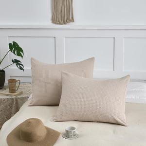 TSUTOMI Soft Waffle Weave Euro Shams Pillow Covers 20" x 36" 2 Pack, No Insert, Breathable Skin-Friendly Euro Throw Pillow Covers for Bed Couch Sofa, Cream