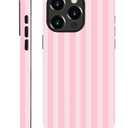 Compatible with iPhone 14 Pro Max Matte Case for Girl Boy Full Body Design Soft Silicone Drop Shock Scratch Protection Crazy Pattern Cream and Pink Stripes Geometric Vertical Line