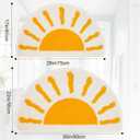 Bathroom Rugs Mat Half Circle - 35"x22" Large Cute Sun White Yellow Boho Bath Mats Non Slip, Soft Absorbent Microfiber Bohemian Rug, Semi Round Machine Washable Rubber Rugs for Floor Bedroom Bathmat