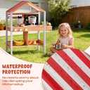 ROBOTIME Wooden Outdoor Mud Kitchen with Canopy and Sink for Kids Ages 3+, 15 inches x 6 inches x 30 inches