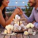 Yookeer 3 Pcs Valentines Heart Decorations Rustic Wood Table Signs Boho Jute Rope Bow Love Sweet Wood Tiered Tray Decor Farmhouse Wooden Block Set for Valentines Day Party Home Table Decorations