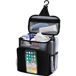 Dorm Room Essentials for Guys, Quick Dry Mesh Shower Caddy, Travel Toiletry Bag for Men and Women, Travel Cruise Ship Camping Essentials, Large Makeup Organizer for Full-Sized Toiletries Gifts for Men (Black)