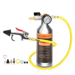 FOUR UNCLES AC Flush Kit - Air Conditioner System Cleaning Tool Set with Stainless Steel Canister and Nylon Hose & Flushing Spray Gun for R134a R12 R22 R410a R404a