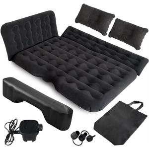HNXKB SUV Air Mattress Car Camping Bed - Inflatable Thickened and Double Car Air Mattress Bed with Air Pump Portable Foldable Car Air Bed Mattress for Home Car Travel Camping-(Black)