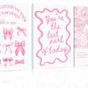 3Pcs Pink Inspirational Bow Wall Art Preppy Motivational Quotes Canvas, 16x24in