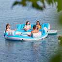 Intex 56299EP 145 x 125 x 20 Inch Splash N Chill Inflatable Lake and Pool Relaxation Island Lounger Seat for up to 7 Adults, Blue and White, 16.25 x 21 x 11.75"