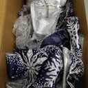 CT CRAFT LLC Blue Snowflake Christmas Tree Topper Bow 11" with 4 Ribbon Streamers x 3 Yards Long Each for Holidy Elegant Fancy Home Dcor Indoor