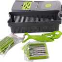 15PCS Kitchen Vegetable Chopper Set, Vegetable Dicer Stainless Steel Cutter with 6 Interchangeable Blades Food Chopper Home Kitchen Supplies for Vegetable, Fruits