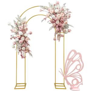 Open Arch Backdrop Stand,Double Arch Frame U Shaped Wedding Arches for Wedding Ceremony Birthday Party Bridal Baby Shower Photo Booth Garden Floral Balloon Arch Decoration (7.2x4.4FT(HW), Gold)