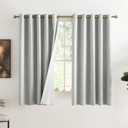 NICETOWN Grey Full Shade Curtain Panels, 62 x 63 inch, Pair of Energy Smart & Noise Blocking Out Blackout Drapes for Dining Room Window, Thermal Insulated Guest Room Lined Window Dressing