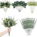 Artificial Eucalyptus Leaves Stems 120 Pcs 4 Kinds Mixed Fake Silver Dollar Eucalyptus Leaves Stem with Dandelion Bulk Faux Leaf for DIY Bouquets Floral Arrangement Wedding Home Decor