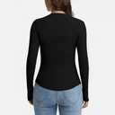 Abonlen Womens Cardigan Lightweight Waffle Knit Long Sleeve Button Down Shirts Fitted Going Out Tops (Black, L)