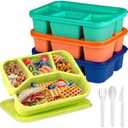 BIEOFFEI 4 Pack Bento Box Lunch Box Container for Adult Kid, 4 Compartment Meal Prep Containers with Lids, Reusable Snack Box Container for Work Travel Picnic, Microwave & Dishwasher Safe