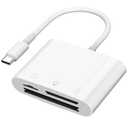 SD Card Reader USB C for iPhone 15/Android Phone/iPad/Mac/Laptop, Three Card Slot Micro SD Card Reader Supports SD Micro SD CF Card, Digital Camera Viewer Memory Card Reader Plug and Play