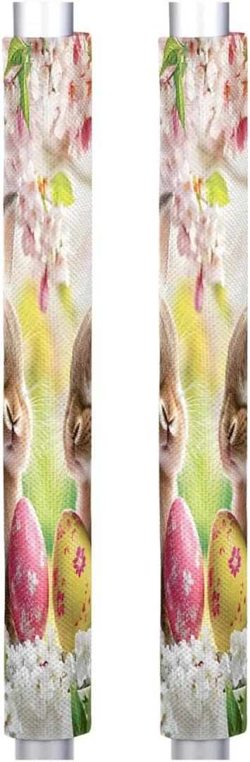 Easter Bunny Eggs Cherry Blossoms Refrigerator Door Handle Covers Washable Kitchen Appliance Fridge Door Handle Cover Protector Decor Sleeves for Fridge Dishwasher Oven Microwave -2PCS