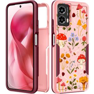 for Moto G Power 5G 2024 Case Women - Cute Girls Phone Cover Girly Kawaii Aesthetic Design Mushroom Heavy Duty Protective Shockproof Military Grade for Motorola Moto G Power 5G 2024 Cases