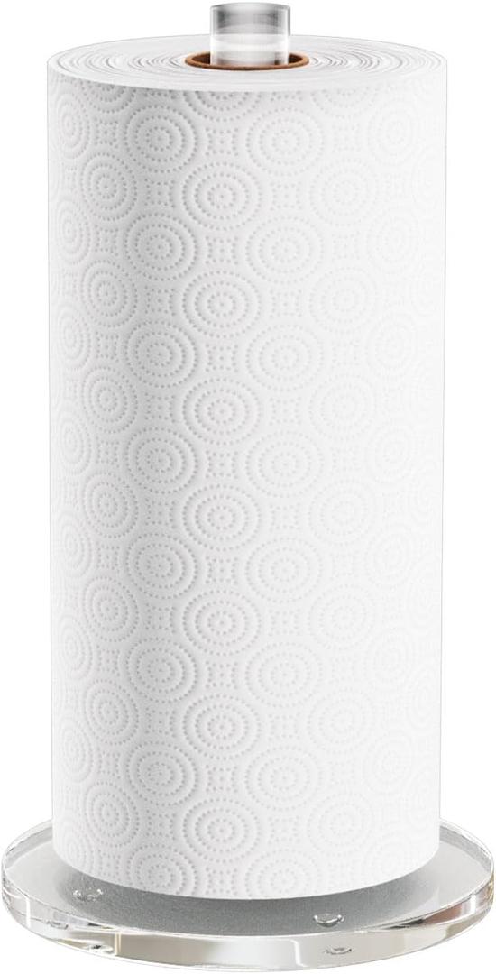 Paper Towel Holder Countertop, Freestanding Paper Towel Holders for Kitchen & Bathroom, Acrylic Paper Towel Stand with Anti Slip Weighted Base, Paper Towel Rack for Home & Kitchen Essentials