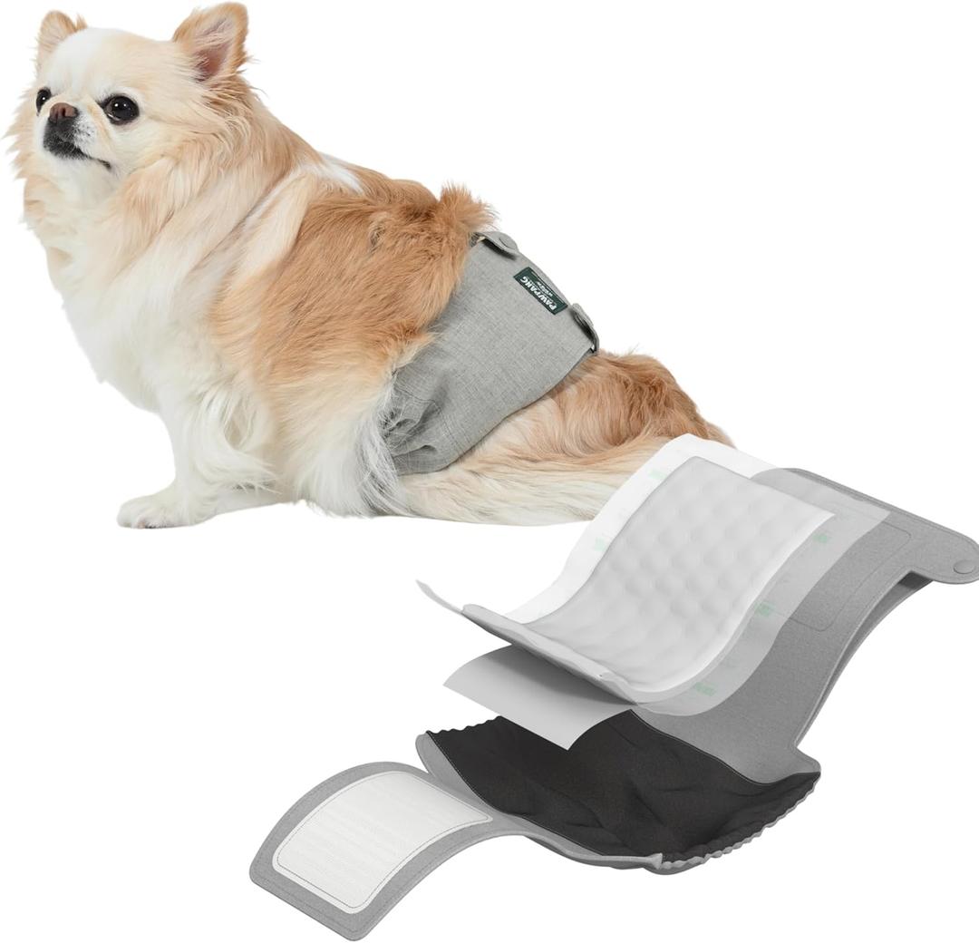 PAWPANG Copper Fit Mate Washable Male Dog Belly Band Kit 1 Reusable Male Wrap with 15 Dog Diaper Liners, Ideal for Senior Dogs, Incontinence, and Marking, S
