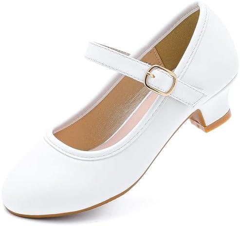 Dufannie Girls Dress Shoes Low Heel Princess Flats Mary Jane Flower Wedding Party Glitter Shoes for Kids Toddler Kid's 11