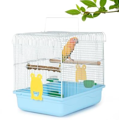 Small Bird Cage, Lightweight for Parakeets, Hanging for Parrot, Travel for Cockatiel, Outdoor Budgie, Pet Products Flat Top Economy Small Animal Cage , Blue