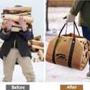 2 x Large Firewood Carrier 39 x 18 inches Waxed Canvas Logs Carrier Tote Bag with Handles, Heavy Duty Wood Holder for Fireplace - Bear
