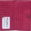 Alldaily Ultra Slim Thin Women Wallet RFID Blocking Credit Card Holder Bifold Long Ladies Billfold (Fuchsia Purple)