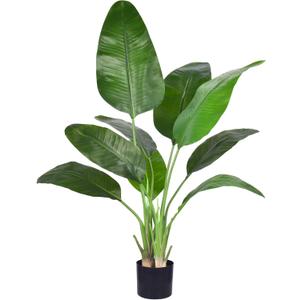 Artificial Bird of Paradise - Fake Plants Indoor Faux Tropical Palm Potted Dypsis Lutescens for Home Office Decor Housewarming (4FT-1Pack) (7in)