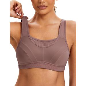 ZeroBound Women's Sports Bra High Impact Large Bust Full Coverage Workout Bras Adjustable Wirefree NO Padded Bra (48C, Amber)