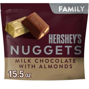 HERSHEY'S NUGGETS Milk Chocolate with Almonds Candy Family Pack, 15.5 oz (EXP 10/01/26)
