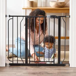 Regalo Safety 29-38.5" Baby Gate for Doorways & Bottom of Stairs, Pressure Mounted Baby Gate with Door for Babies, Toddlers & Pets, Tested & Safe for 30 Years, American Designed, American Owned, Black
