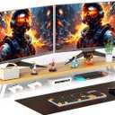 Dual Monitor Stand - 39Inch Large Wood Monitor Stand Riser,Desk Monitor Riser Support for 2 Monitor/Laptop Computer/, Desk Organizer for Gamming Room&Office, Extension Monitor Stand Riser (White 1 level)