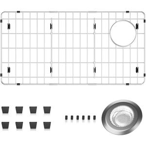 Kitchen Sink Grid with Sink Strainer, Detachable Stainless Steel Sink Rack for Bottom of Sink, 28.25"L