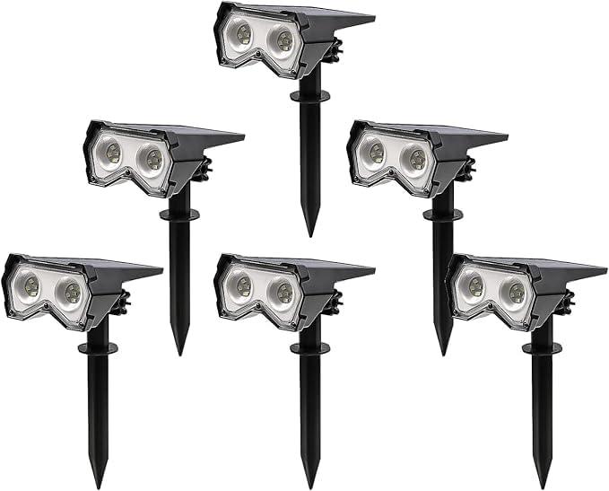 Solar Outdoor Lights, 6 Pack Waterproof Landscape Spotlights  IP65 Solar Powered Pathway Lights for Yard, Patio, Walkway & Driveway (Cool White)