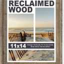 Rustic 11x14 Picture Frame, Reclaimed Barnwood Photo Frame with HD Tempered Glass, Distressed Family Art Gallery Corner, Horizontal and Vertical Wall Mounting Display with Hardware, Set of 1