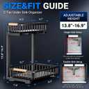 Under Sink Organizer 2 Pack, Double Slide Out Metal Shelf, Black | Pull Out Kitchen Storage Cabinet Organizer, 2-Tier Under Sink Storage Rack for Bathroom Laundry Kitchen Storage with Drawer