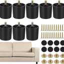 TURSTIN 8 Pack 2 Inch Plastic Furniture Legs with M8 T-Nuts Screws Tapered Sofa Couch and Chair Legs Replacement Furniture Leg for DIY Projects Sofas Coffee Tables Dressers Beds