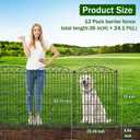 12 Panel Garden Fence with Gate - 36in H x 24.1 ft L, No Dig Rustproof Metal Tall Animal Barrier for Dogs Rabbits, Decorative Outdoor Border for Yard, Patio, and Flower Beds