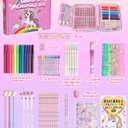 D-FantiX Unicorn Art Supplies Convertible Bag for Girls, 63Pcs Coloring Drawing Set for Kids with Fruit Scented Markers, Portable Travel Activity Kit, Birthday Gift for 4 5 6 7 8-12 Year Old Girls