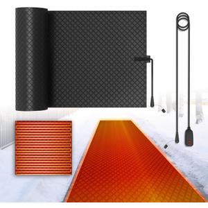 Heated Snow Melting Mat, 21 x 72 Inch Heated Outdoor Mats with 140 ℉ Setting Temps, 4 in/h Non Slip PVC Snow and Ice Melting Mat for Walkway Roof Stair Decks, Winter Snow Remove